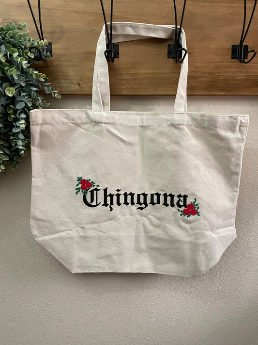 "Chingona" Embroidered Tote Bag