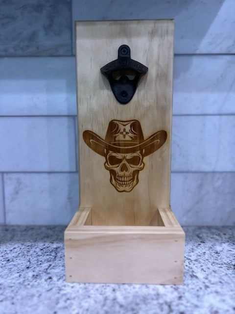 Skull Cowboy Engraved Bottle Opener
