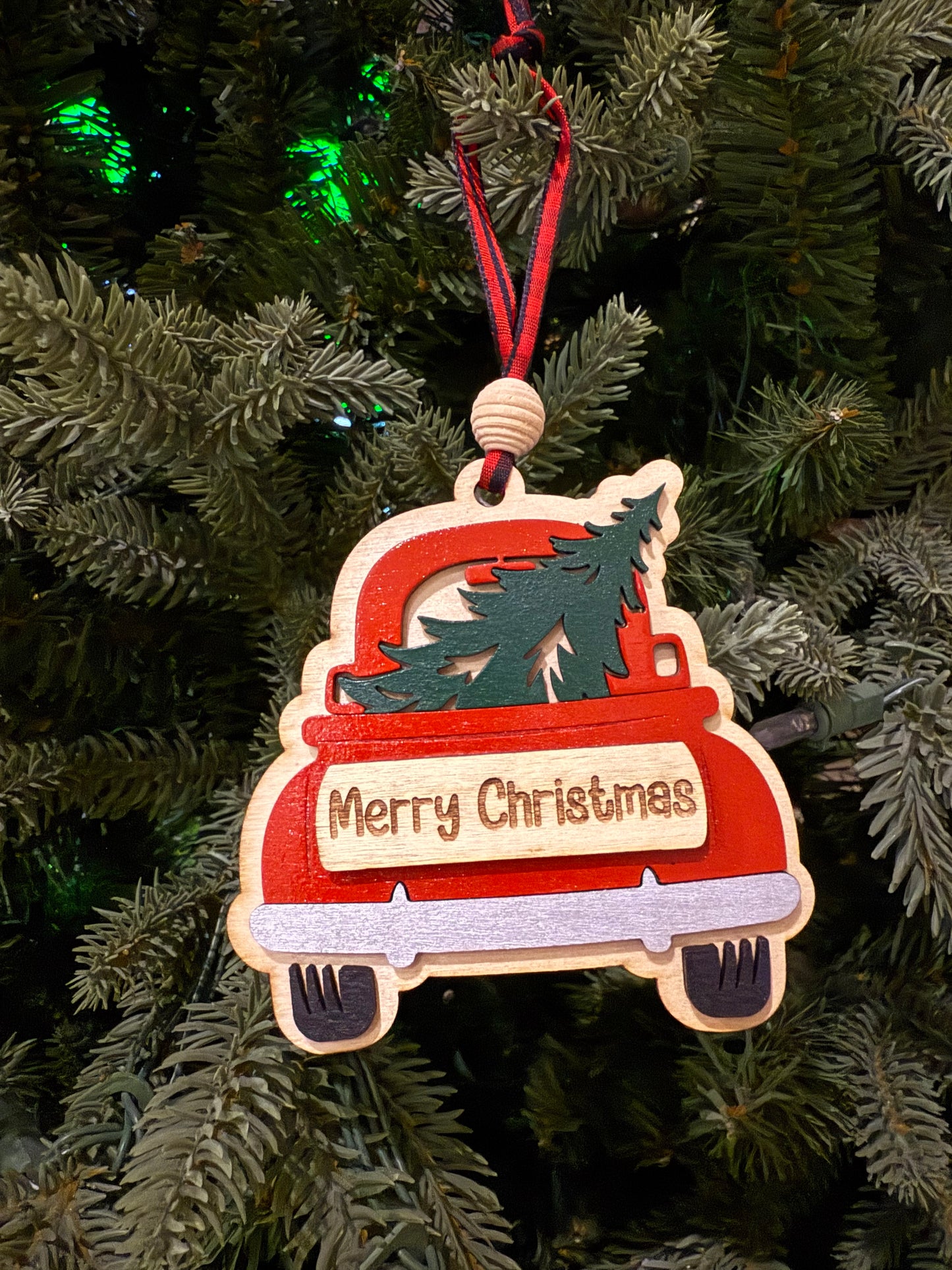 Merry Christmas Red Truck Ornament