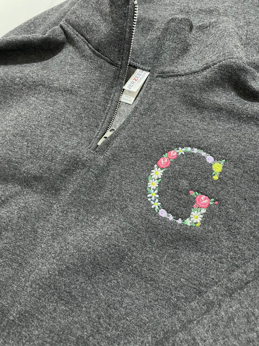 Monogram Floral 1/4 zip up