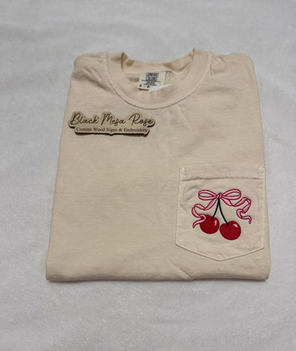 Cherries w/ a Bow Pocket T-Shirt
