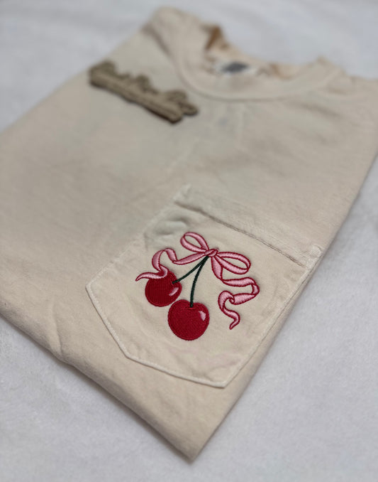 Cherries w/ a Bow Pocket T-Shirt