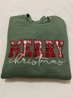 Merry Christmas in Plaid Sweatshirt