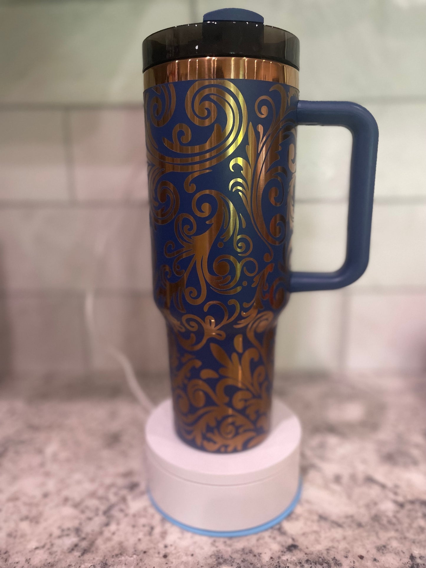Tooled Leather Engraved Tumbler