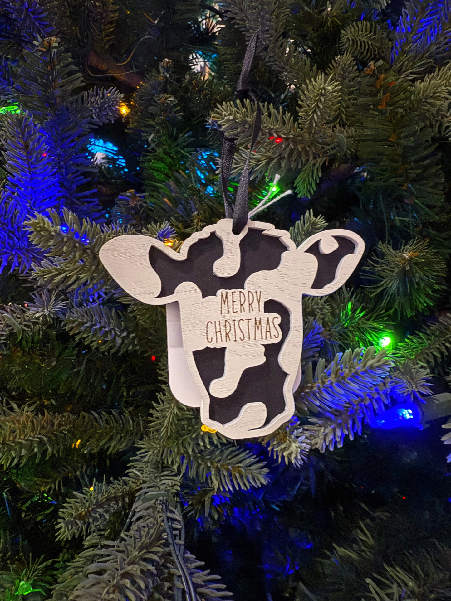 Merry Christmas Cow Ornament