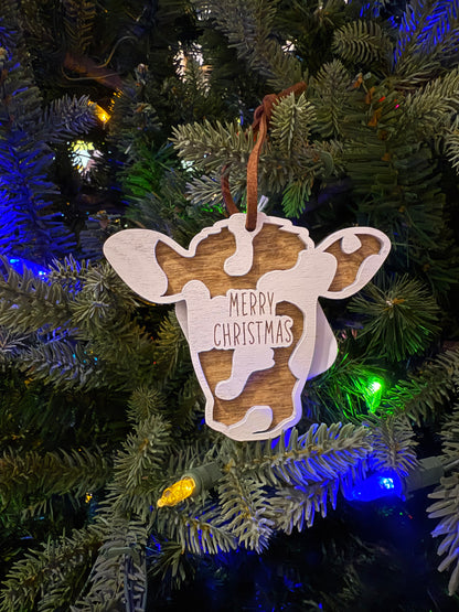 Merry Christmas Cow Ornament