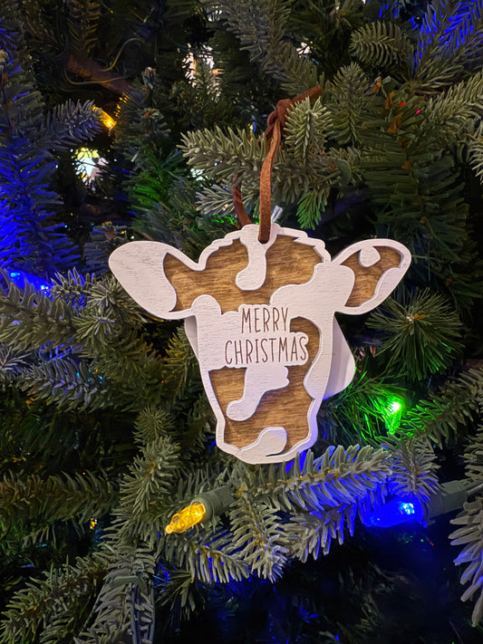 Merry Christmas Cow Ornament