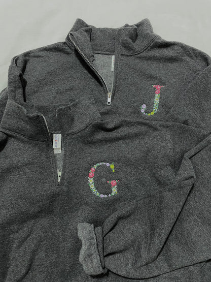 Monogram Floral 1/4 zip up